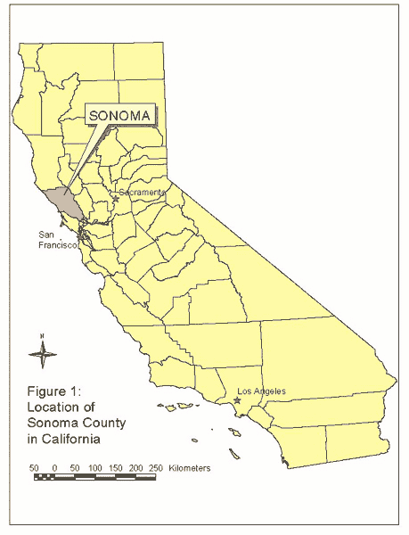 Figure 1: Location of Sonoma County in California