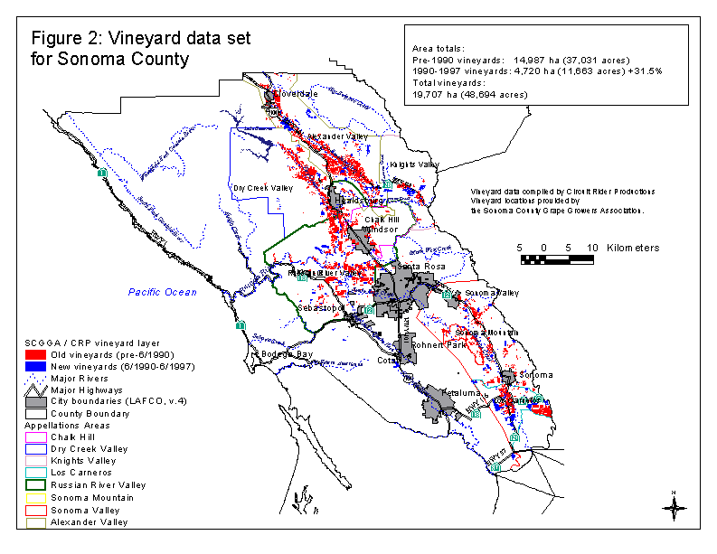 Figure 2: Vineyard data set for Sonoma County